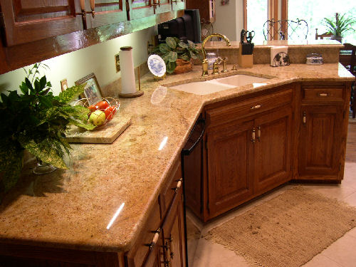 Golden Oak - 4" Granite Backsplash - 1/2 Bullnose & Ogee Edge